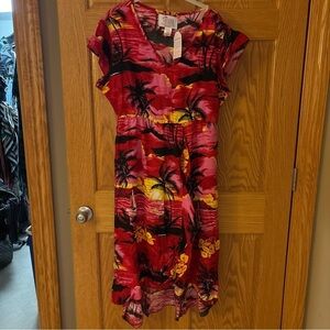 NWT Tropical Sunset Print Midi Dress XL